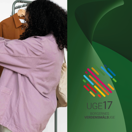 To kvinder bytter tøj samt uge 17-logo