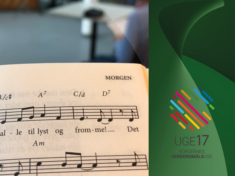 Sangbog med noder til en morgensang samt uge 17 logo